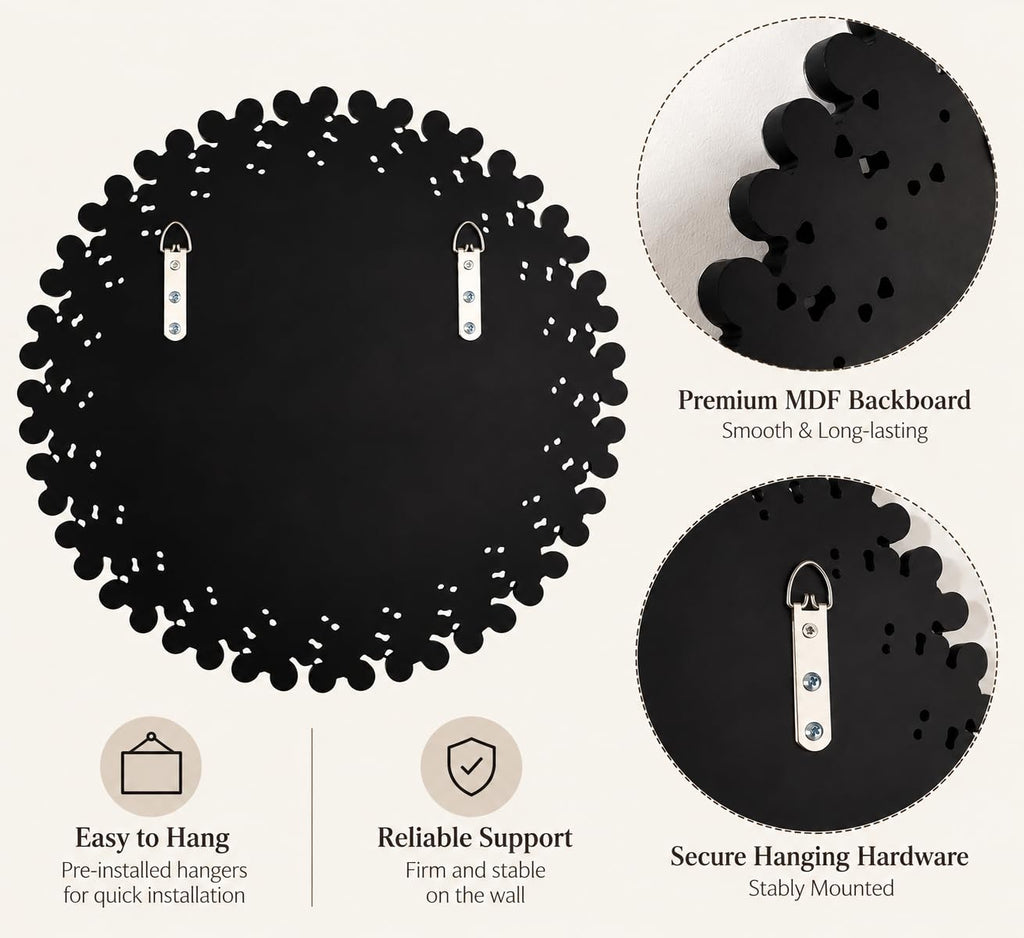 18" Round Mirrors for Wall Decor, Crystal Decorative Mirrors