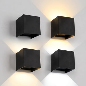 15W Outdoor Wall Lights 3CCT Adjustable, Up and Down Wall Sconce 4 Pack