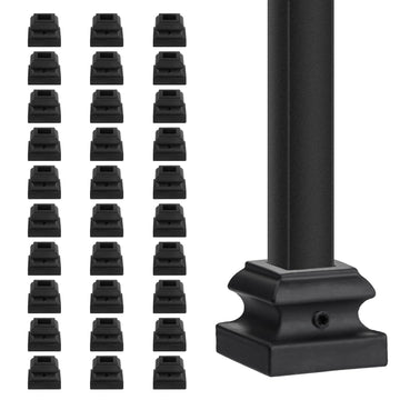 Iron Baluster Shoes - Flat Shoe with Screw - for 1/2" Square Balusters - Set of 30 (Satin Black)