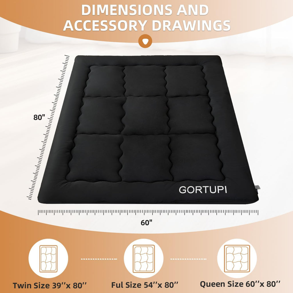 Queen Size Japanese Floor Futon Foldable Futon Mattress for Floor Tatami Mattress Portable Rollaway Bed for Guest