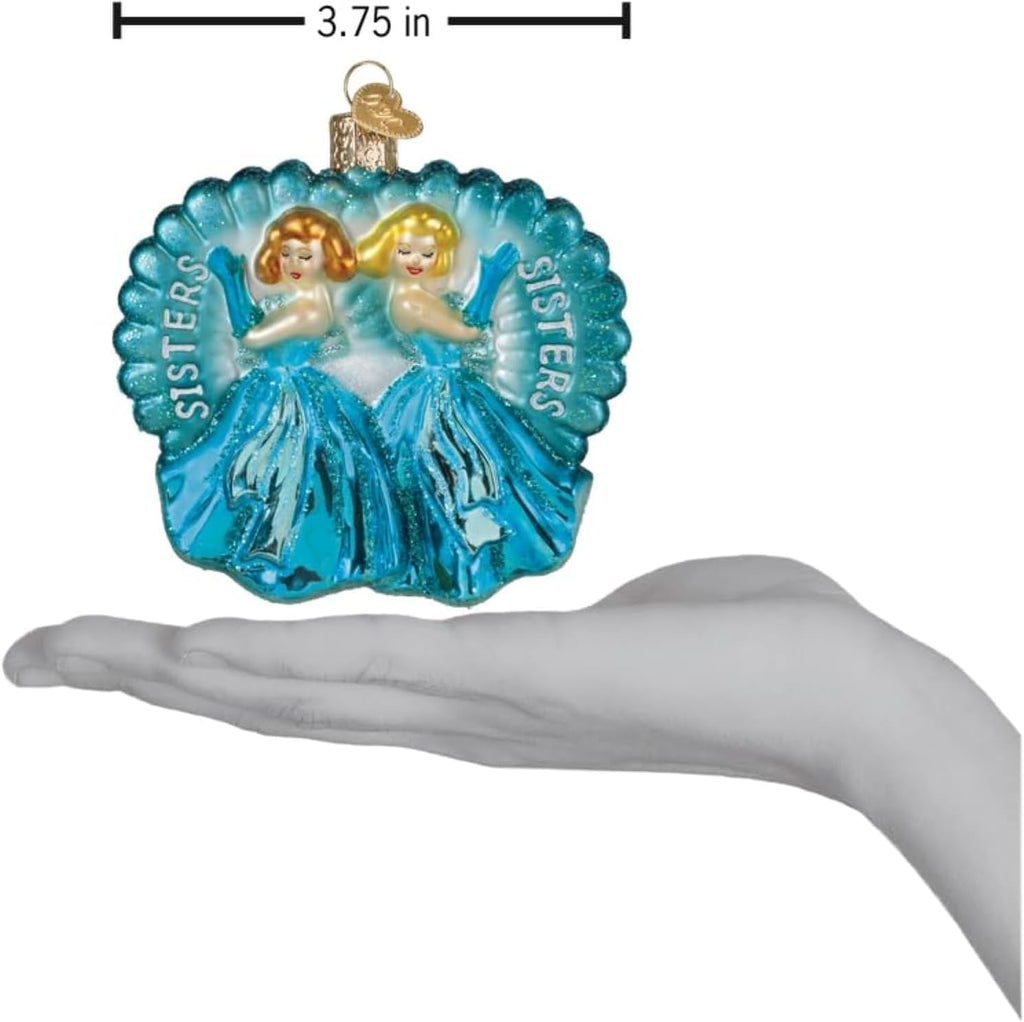 Sisters Sisters Glass Blown Ornament, Handcrafted Holiday Decoration, Family Collection