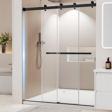 Frameless Stainless Steel Sliding Shower Door, 56-60" W x 72" H