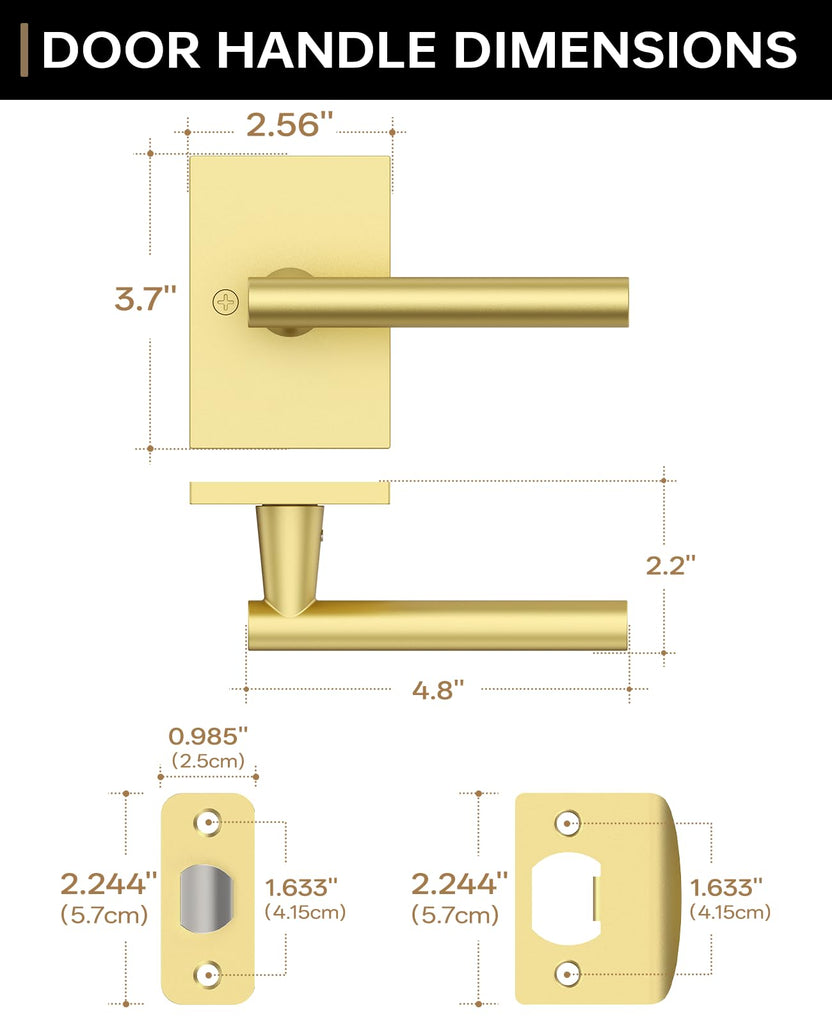 10 Pack Brushed Gold Passage Interior Door Handles