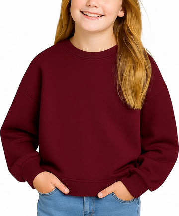 Girls Oversized Crewneck Sweatshirt - Heavy Blend Long Sleeves Pullover for Teen Girls