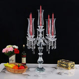 5 Arm Crystal Candelabra，32 inch Tall High-end Handcrafted Exquisite Candlestick