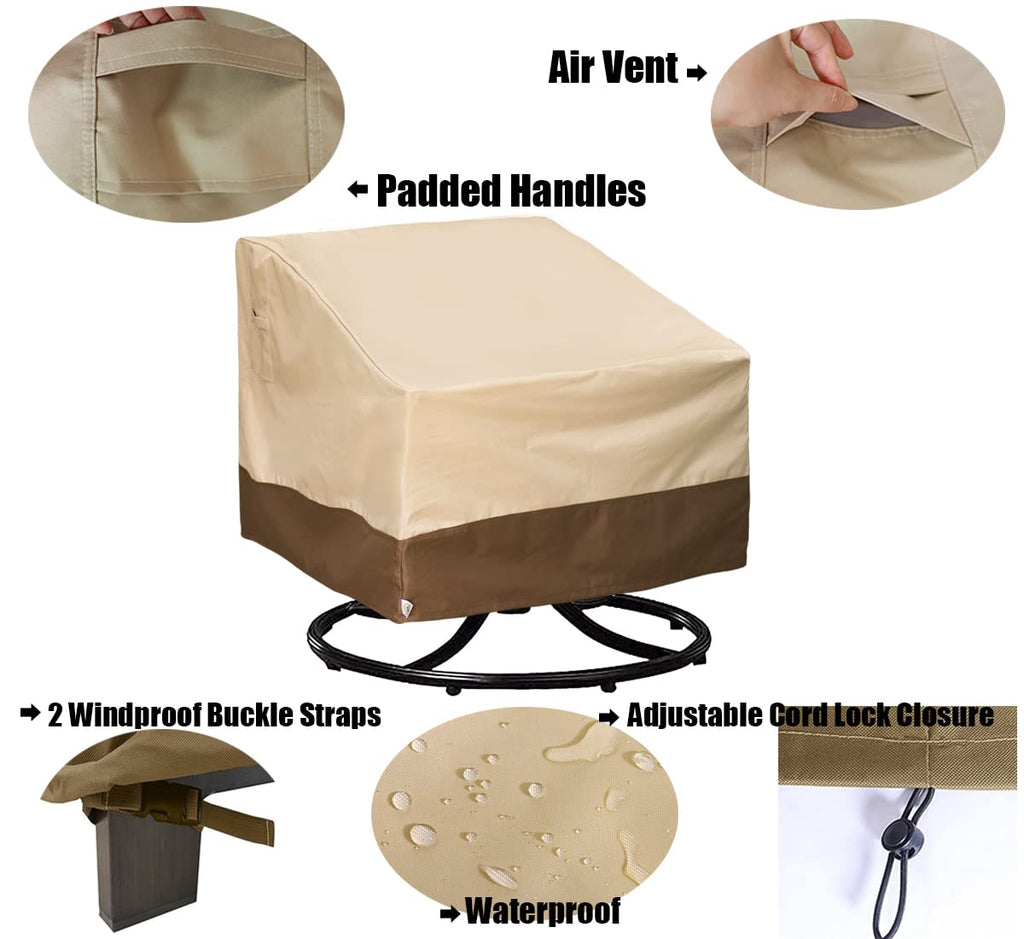 For Outdoor Lawn Furniture Waterproof - 600D Heavy Duty and Waterproof Patio Swivel Chair Covers - W32''x D34''x