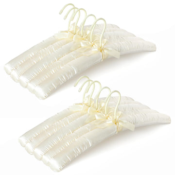 Satin Padded Hangers for Women Clothing 17-inch 10 Pack Ivory