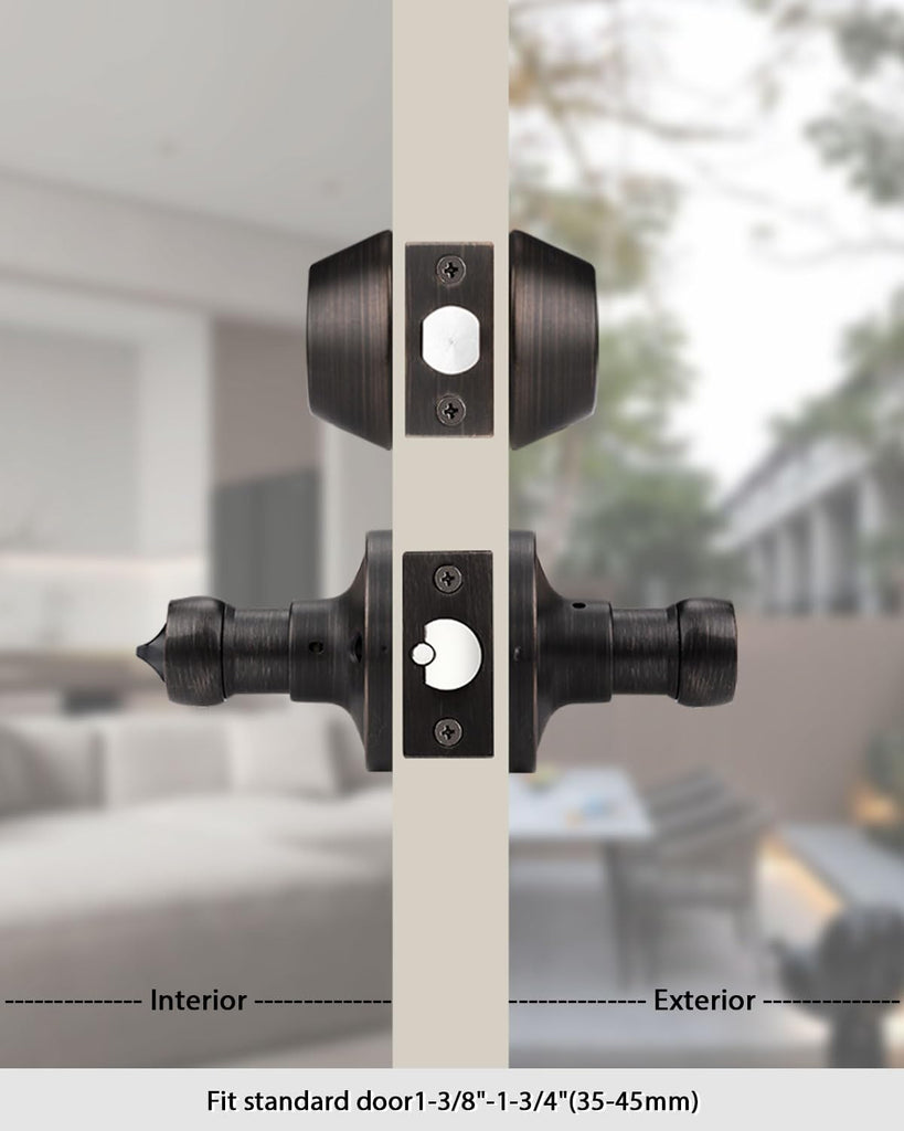 Entry Door Handle and Single Cylinder Deadbolt Combo Locksets in Oil Rubbed Bronze, 5 Pack Keyed Alike Door Lever