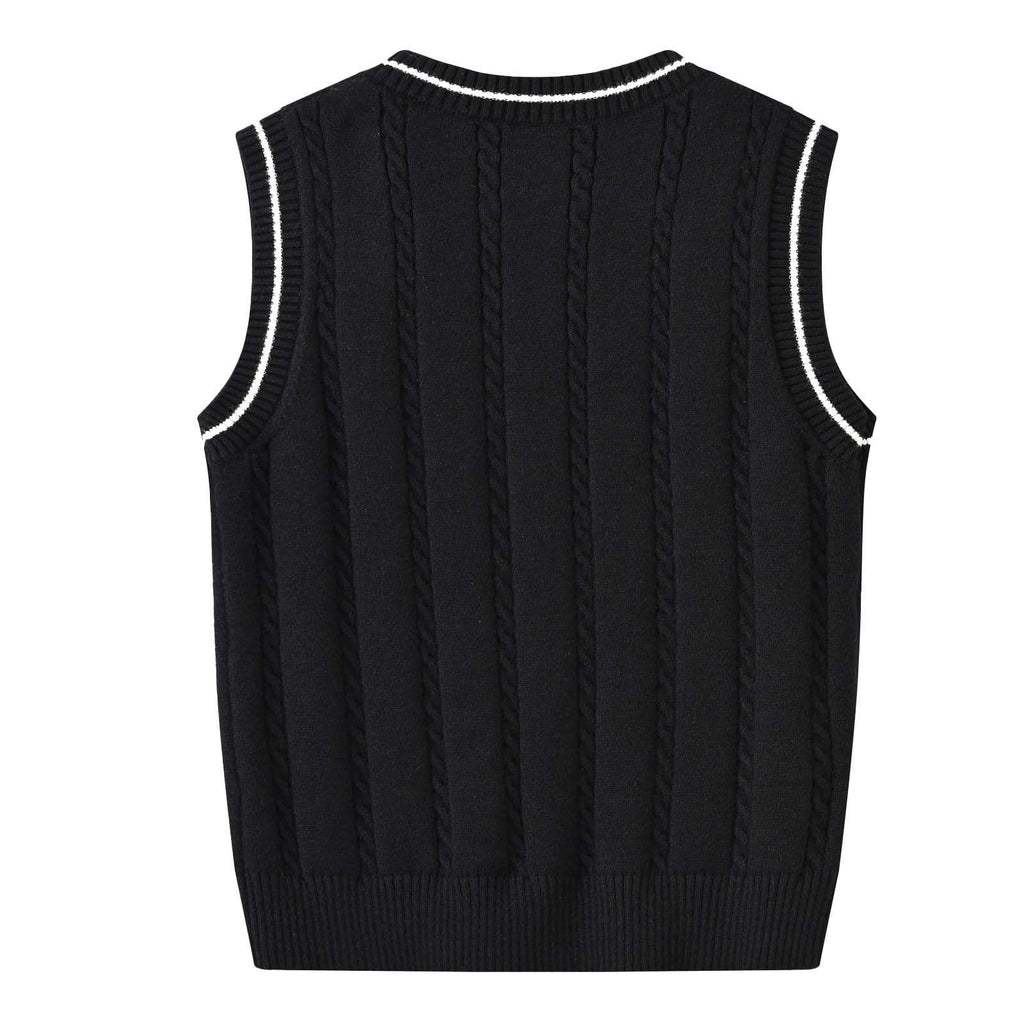 Boys Sweater VES-Kids V Neck Sweater Vest Sleeveless Classic Pullover Knit Tops Clothes School Uniform for Girls