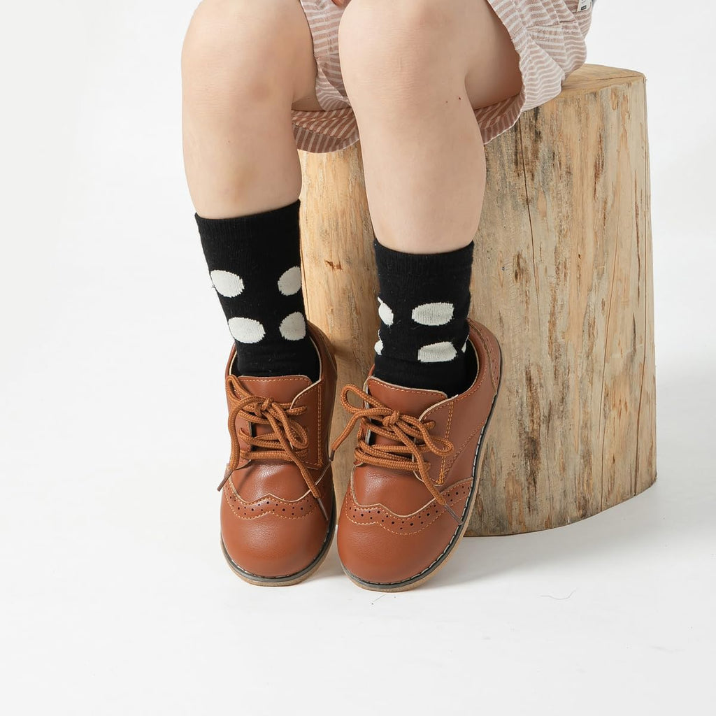 Toddler Boys Girls Dress Shoes Little Kid Oxford Shoes Wedding Church Dress Shoes PU Leather Lace Up School Uniform