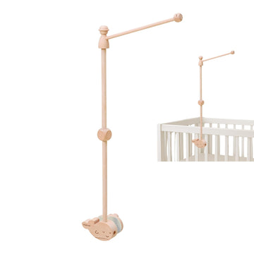 Wooden Baby Crib Mobile Arm, 31 Inch, Solid Beech Wood, 360° Rotatable, Whale Design, Adjustable, Anti-Slip, Mobile