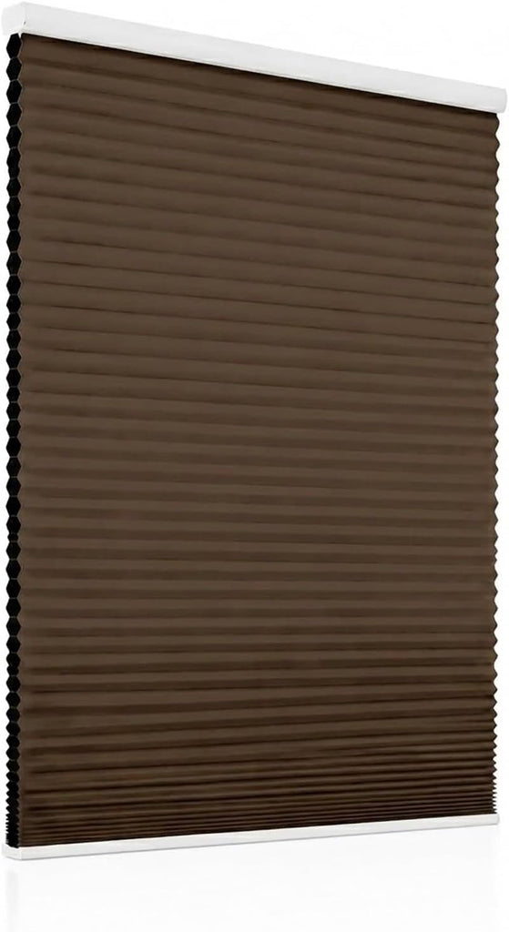 No Drill Blackout Cellular Shades, Cordless Honeycomb Blinds - Brown
