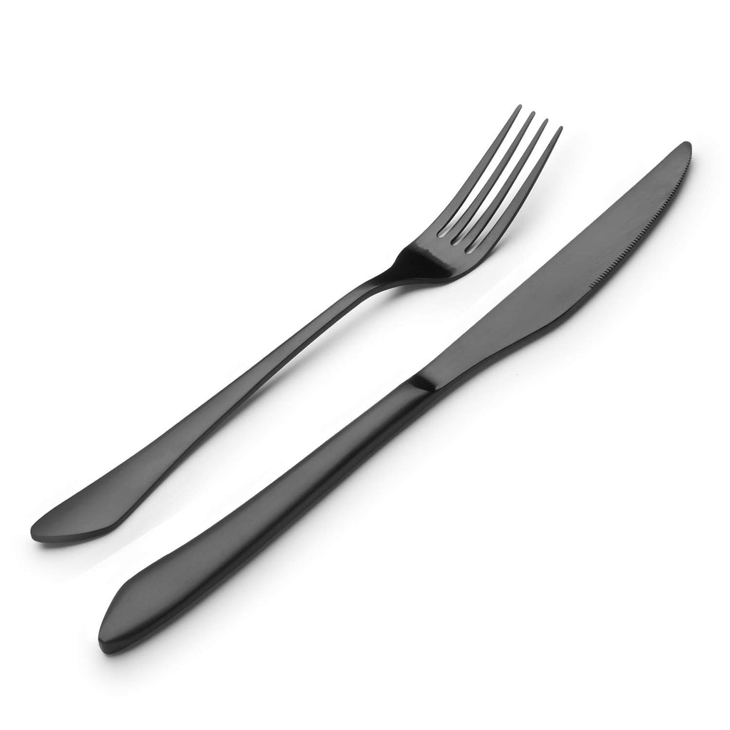 Matte Black Silverware Set, 40-Piece Stainless Steel Flatware Set Service for 8, Satin Finish Tableware Cutlery Set