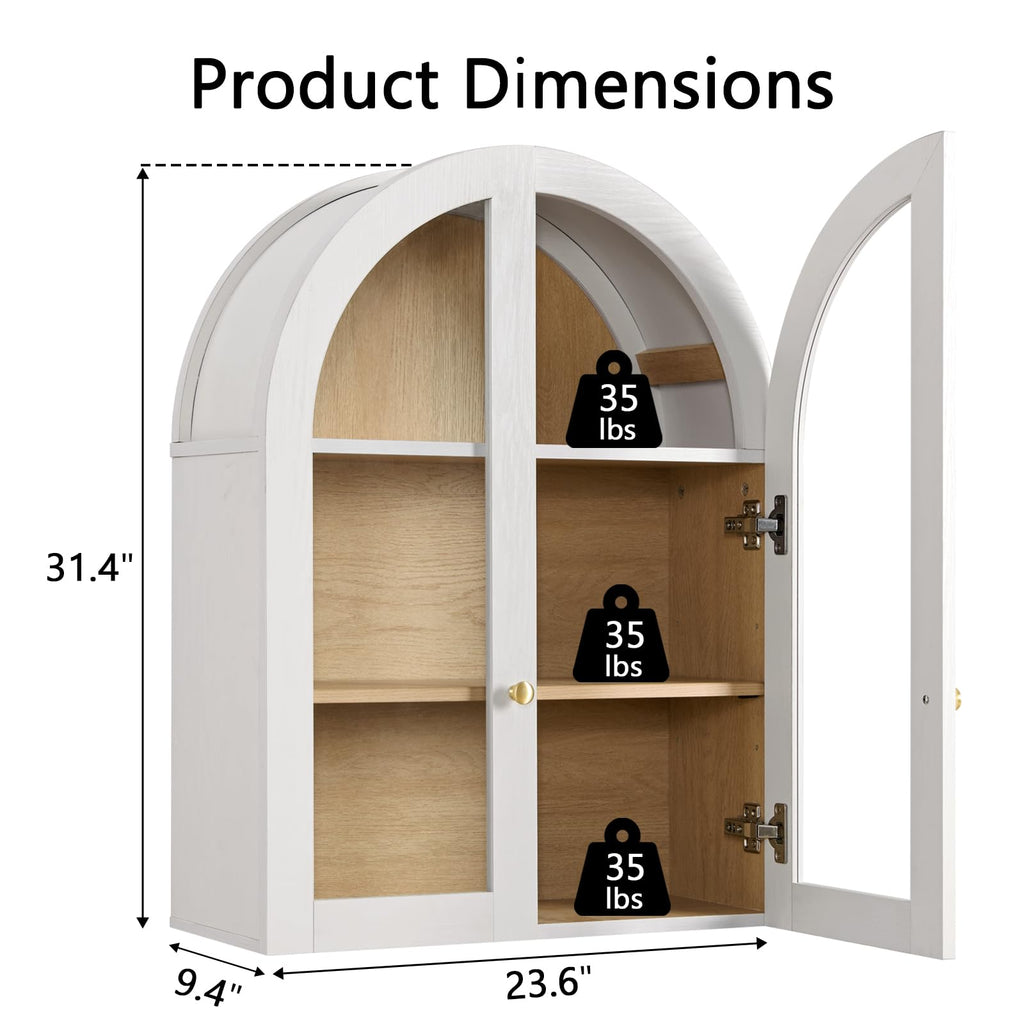Bathroom Wall Cabinet Arched Medicine Cabinet, Bathroom Storage Cabinet Wall Mount Over Toilet Storage Cabinet with
