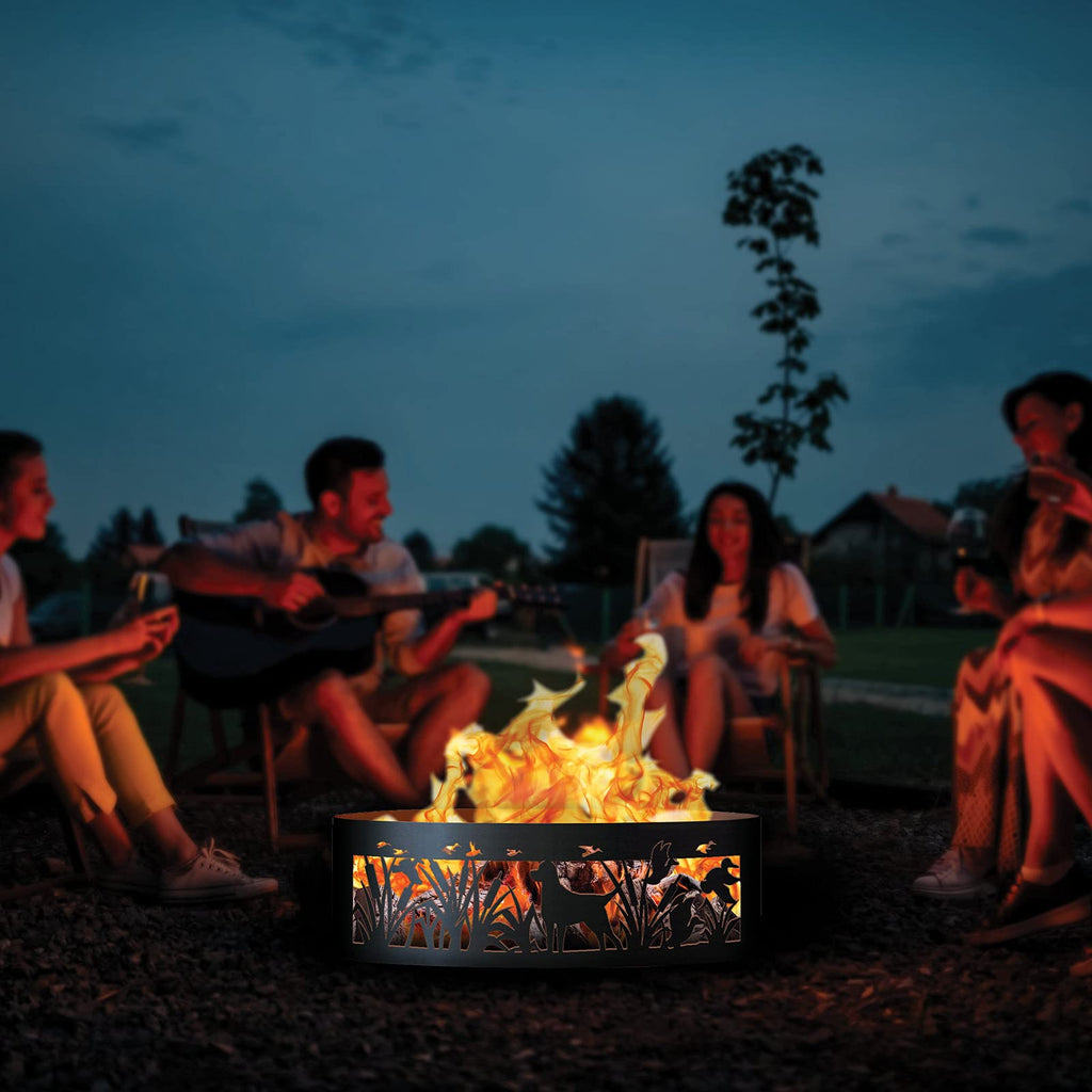 Lab N Duck Unpainted 12 in. Tall 48 in. Diameter Outdoor Fire Ring with Fire Poker - 48 x 48 x 12 in.
