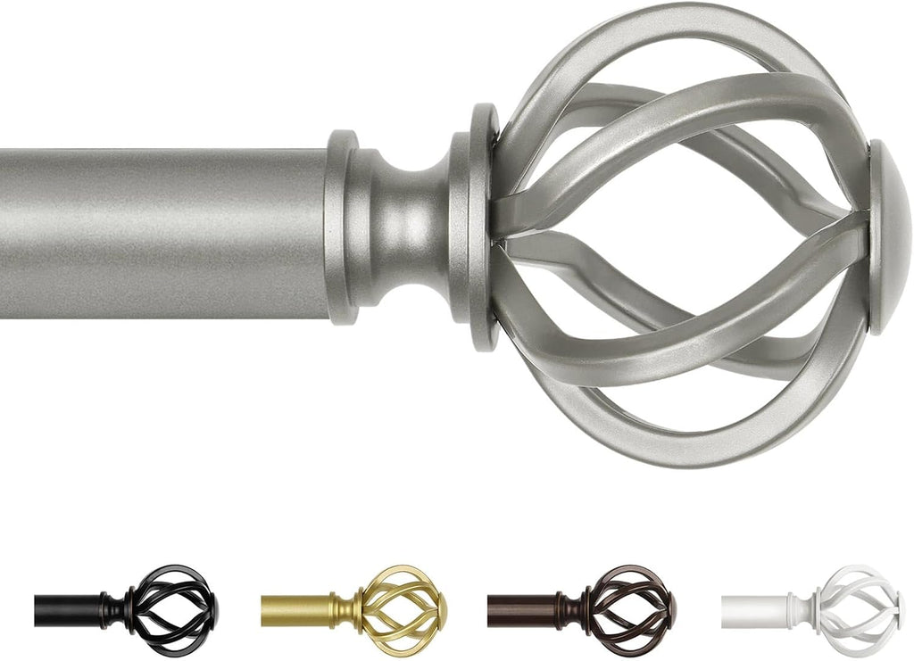 Antique Silver Curtain Rod 32 to 58 Inch (2.6-4.8 ft), 7/8 Curtain Rods for Windows 20 to 54 Inch, Telescoping