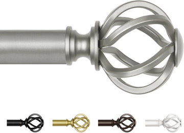 Antique Silver Curtain Rod 32 to 58 Inch (2.6-4.8 ft), 7/8 Curtain Rods for Windows 20 to 54 Inch, Telescoping