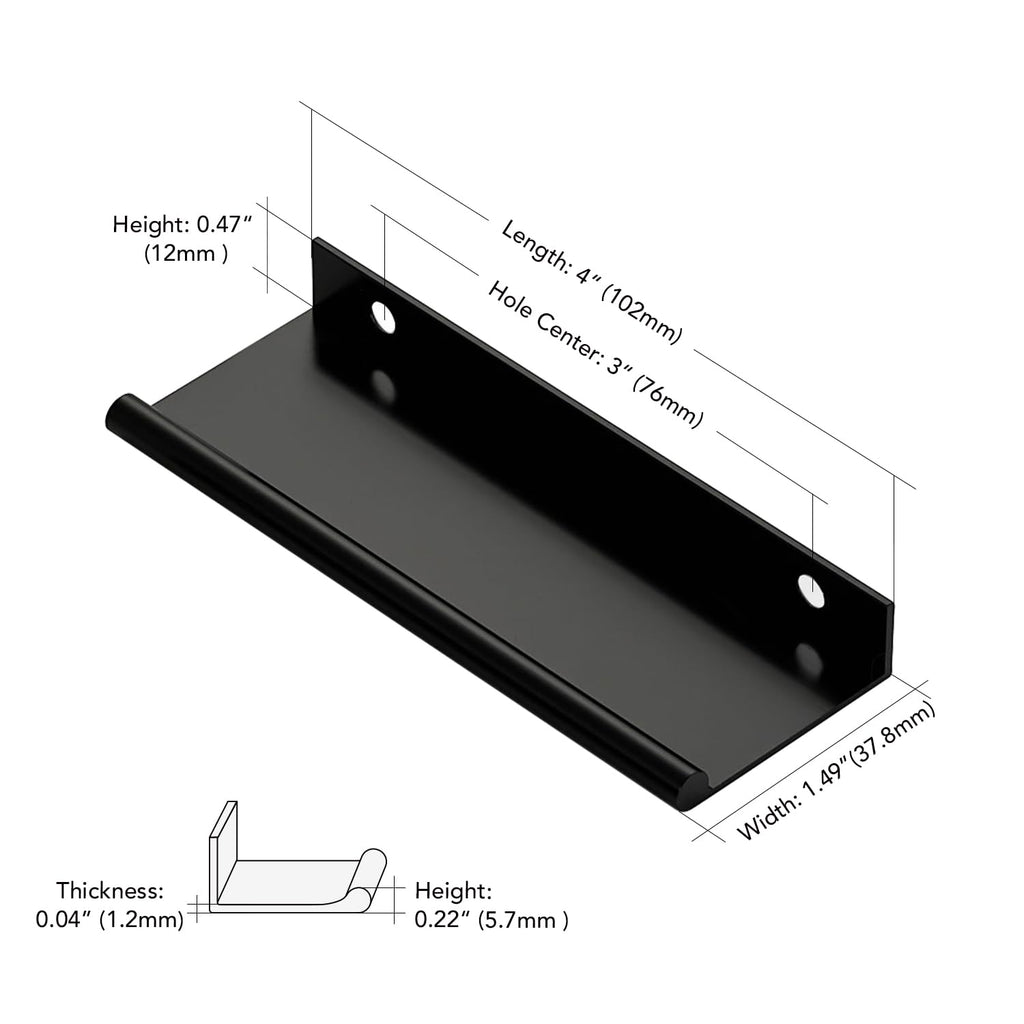 Matte Black Cabinet Pulls Finger Edge Pulls 3 Inch 10 Pack