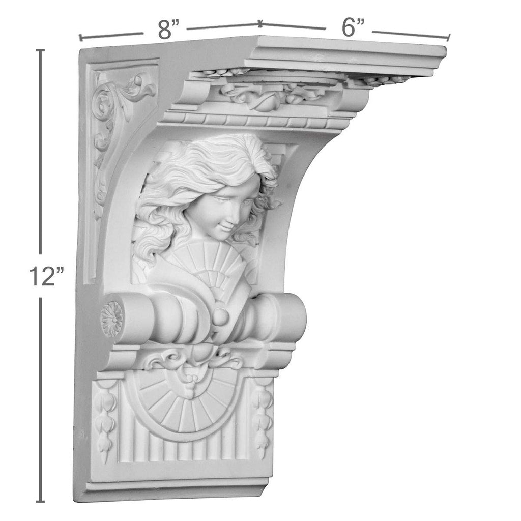 Hestia Corbel, 6" W x 8" D x 12" H, Factory Primed