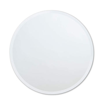 Frameless Round Mirror, 18" Diameter Circle Bathroom Wall Mirror w/Beveled Edge