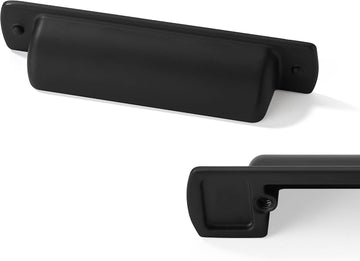 6 Pack Black Cup Pulls 3"(76mm) Center to Center Drawer Pulls Matte Black Cabinet Cup Pulls Kitchen Cabinet Hardware
