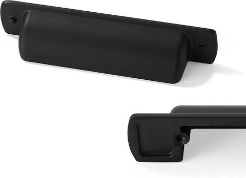 6 Pack Black Cup Pulls 3"(76mm) Center to Center Drawer Pulls Matte Black Cabinet Cup Pulls Kitchen Cabinet Hardware