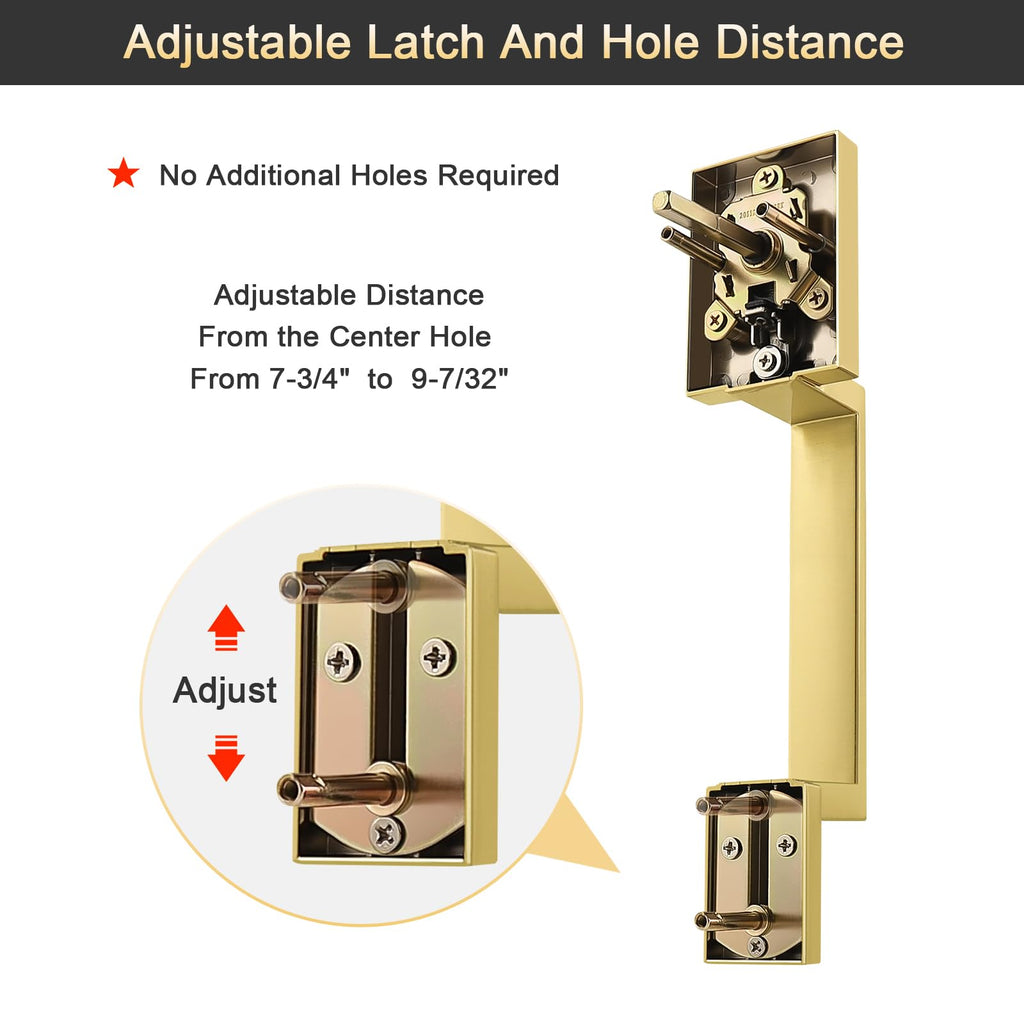 Gold Front Door Handle Set, Single Cylinder Front Door Handle Only, Gold Entry Handleset, Reversible for Right and