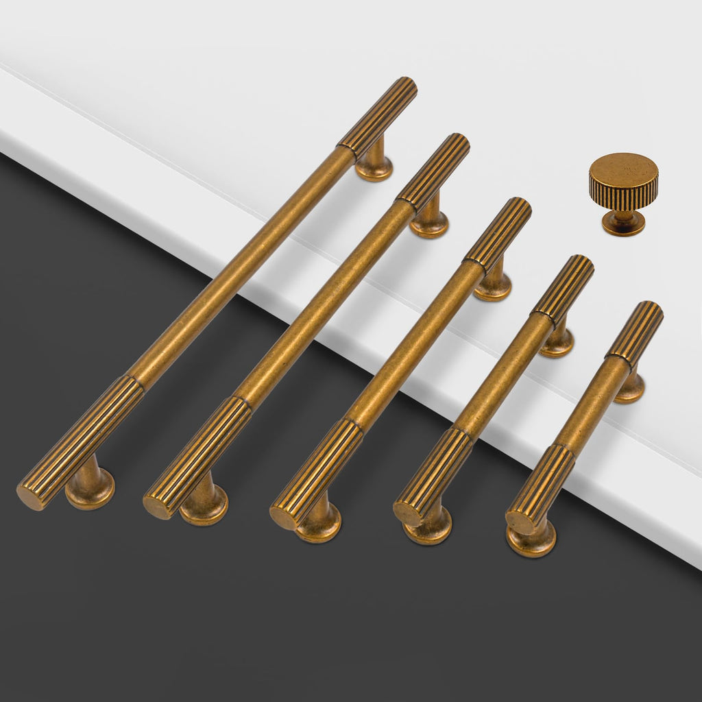 10 Pack Antique Brass Cabinet Pulls 5"