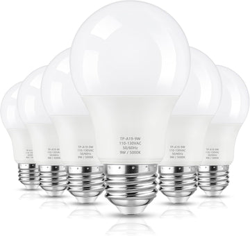 A19 LED Light Bulbs, 60W Equivalent 5000K Daylight White 6-Pack