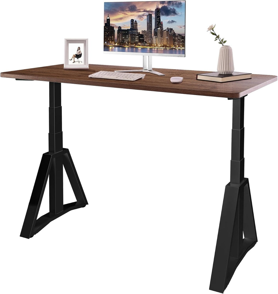 Standing Desk Frame Dual Motors 3 Stages Electric Height Adjustable Sitting Stand Up Desk Base Legs Only (Black)