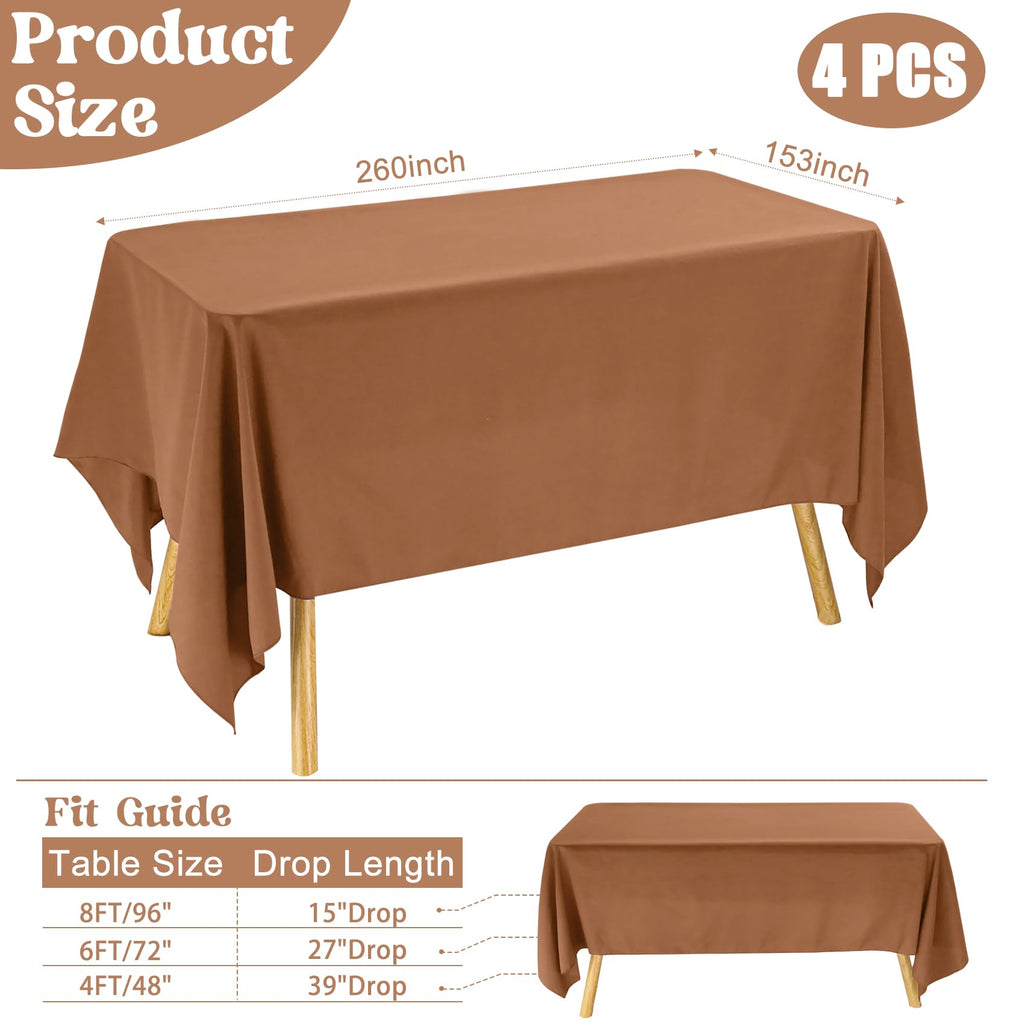 4 Pack Fall Rectangle Tablecloth for 6 Foot Tables Washable Polyester Table Cover for Wedding Dining Table Parties