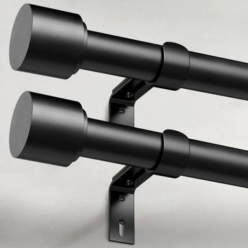 2 Pack Black Curtain Rods for Windows 48 to 84 Inch