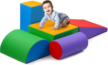 Soft Foam Climbing Toys for Toddlers - 5 Foam Blocks Climb & Crawl