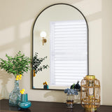 Arched Wall Mirror, 24 x 36 inch Arch Bathroom Mirror, Wall Mounted Vanity Mirror with Arch Metal Frame, Modern