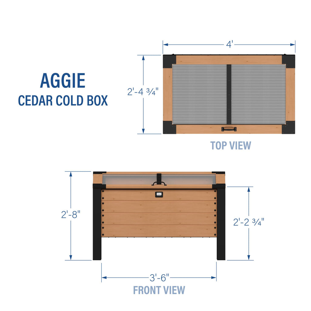 Aggie 4' x 2' Cedar Wood Cold Frame Portable Mini Greenhouse, Raised Garden Planter with Temperature-Activated