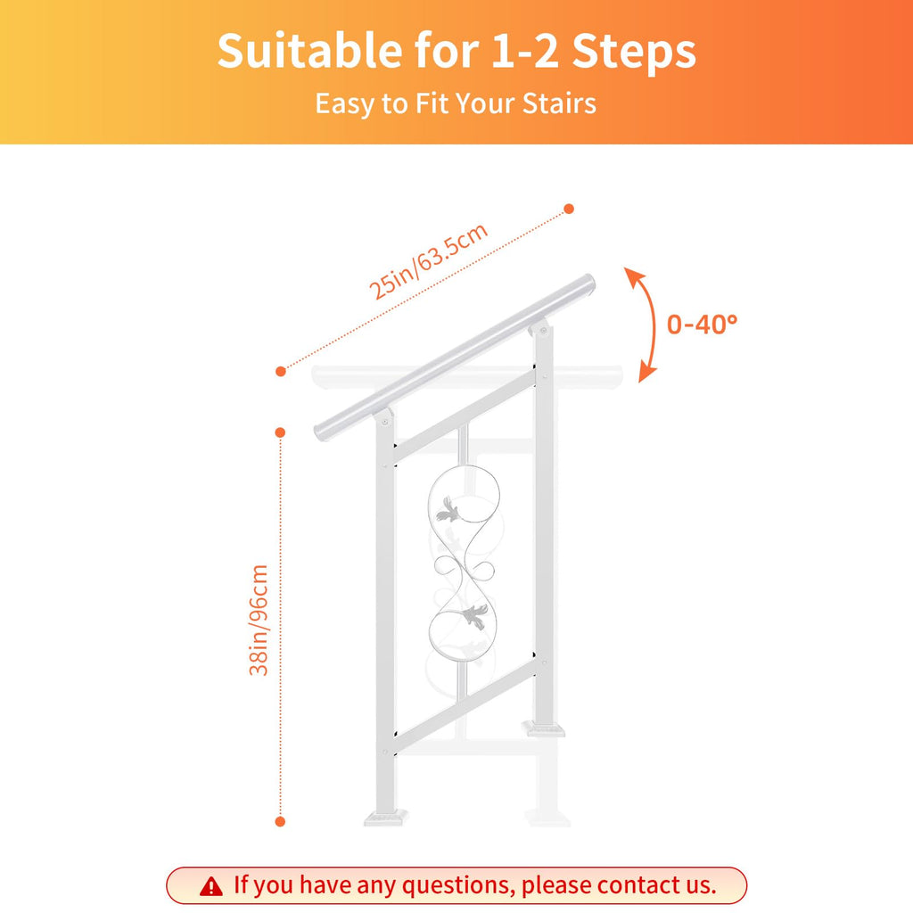 Unique Design 2 Step Hand Rails for Outdoor Steps, Adjustable