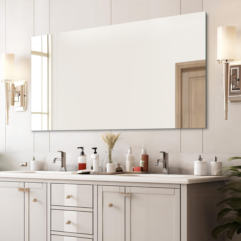 Frameless Wall Mirror 60"x28" Bathroom Vanity Mirror Shatterproof