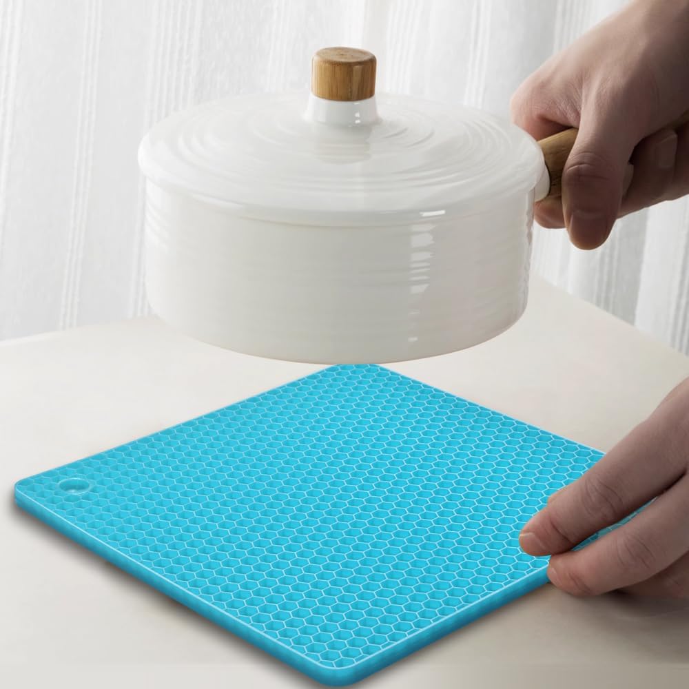 Silicone Square Trivets Mat, 6 Packs Multipurpose Non Slip Heat Resistant Pot Holder-Assorted Color - Set of 6