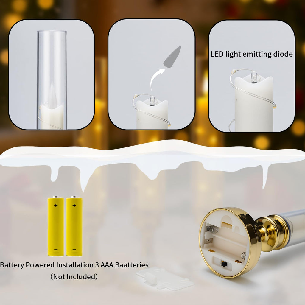 6PCS Flameless LED Candles with Timer, Flickering Battery Operated Candles with Embedded Star String Lights, Romantic