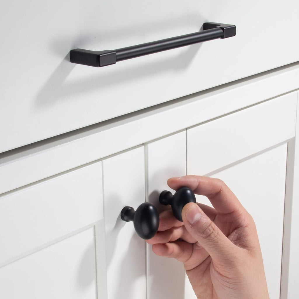 5 Pack Classic Solid Cabinet Handles-10.08"/256mm Screw Spacing Matte Black Furniture Hardware Handles Dresser