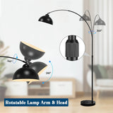Modern Arc Floor Lamp with Metal Hanging Dome Shade, Industrial Adjustable Over the Couch Stand Up Light
