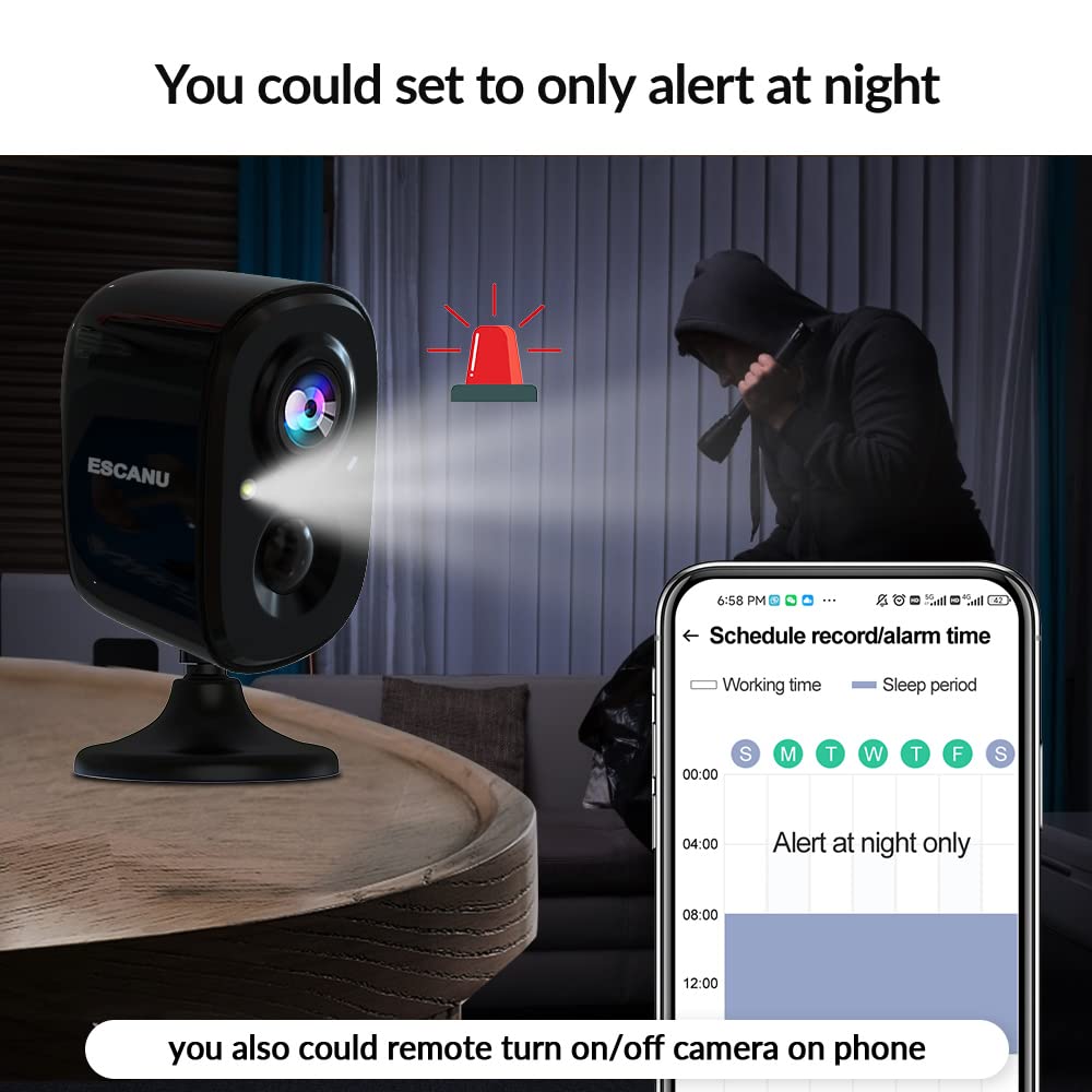 Wireless Outdoor Security Camera Battery Rechargeable, WiFi AI Motion Detection Camera Security with 2-Way Audio, Night