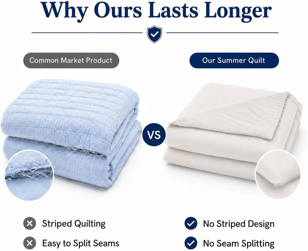 Double-Sided Cooling Comforter Queen Size, Ice Silk Summer Blanket, Smooth No-Stripes, No-Seam, Edge-Free Design