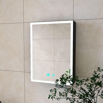 15.98" x 22.05" LED Bathroom Medicine Cabinet, Wall Mounted Mirror Cabinet with White LED Light, Anti-Fog Mirror