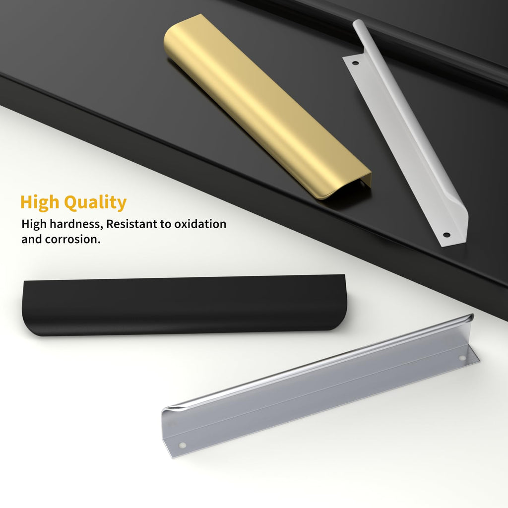 Brushed Nickel Cabinet Handles, Finger Pulls for Cabinet Edge Pulls 5 Inch 30 Pack | Tab Drawer Handles, Aluminum