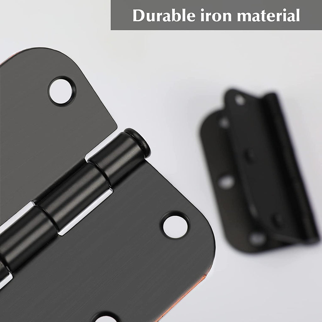 48 Pack Oil Rubbed Bronze Door Hinges 3.5 Inch Brushed Bronze Interior Door Hinges with 5/8" Radius Corner Removable