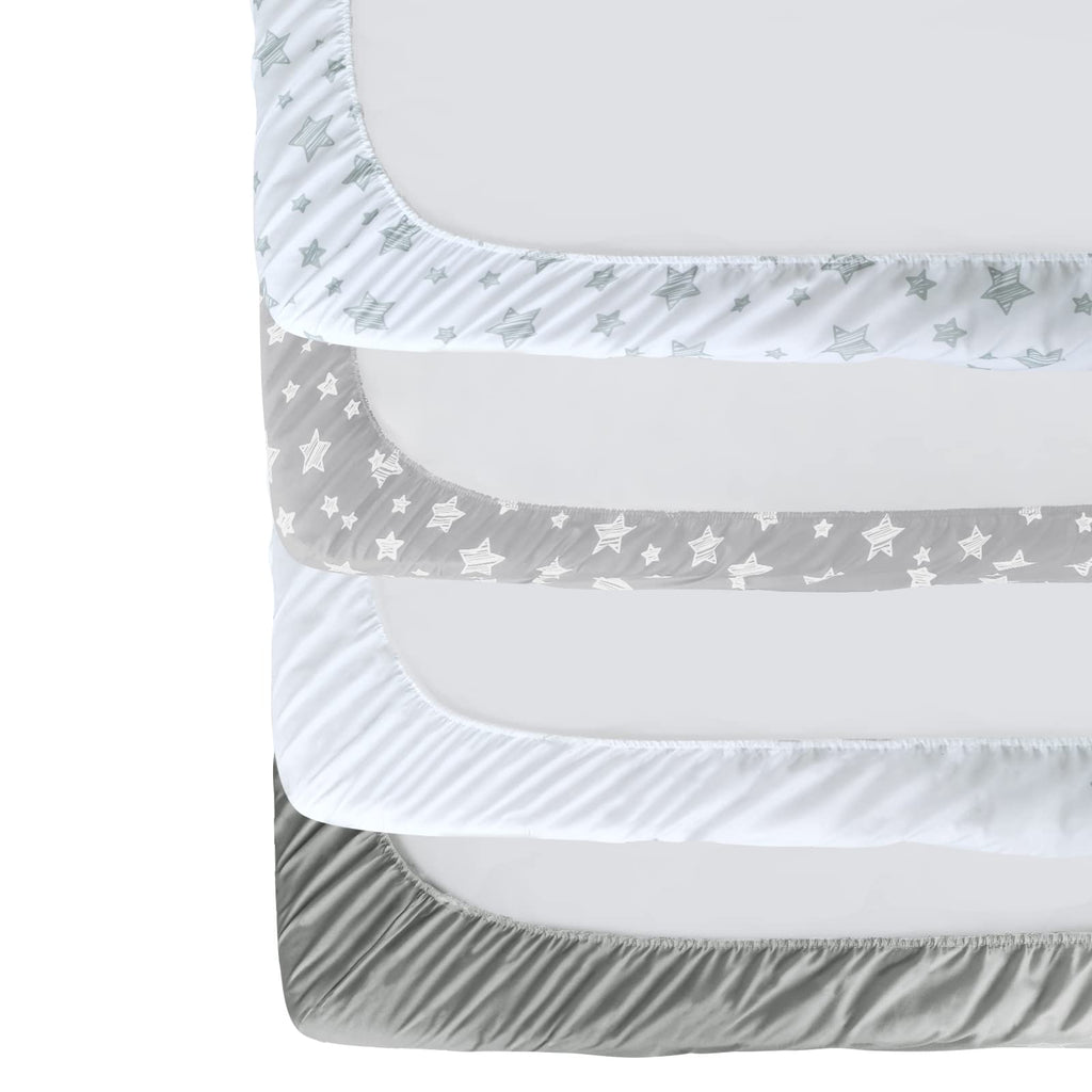 Crib Sheets for Boys or Girls 4 Pack, Fitted Crib Sheet