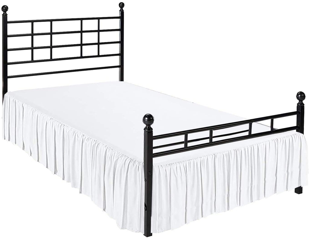 Ruffle Bed Skirt Queen Easy Fit Wrinkle and Fade Resistant Split Corner 16" Drop White Solid