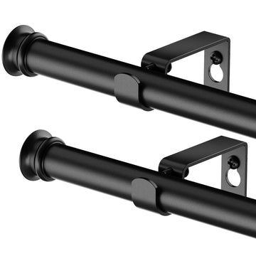 Curtain Rods 2 Pack 5/8 inch Black Curtain Rods for Windows 32 to 90 Inch with Brackets Easy to Install Living room
