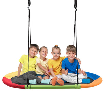 60" Giant Saucer Swing, 700lbs Weight Capacity, Height Adjustable, Large Saucer Flying Swing for Indoor & Outdoor